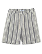 Bermuda Fit 100% Cotton Striped Shorts - Off White
