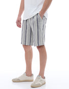Bermuda Fit 100% Cotton Striped Shorts - Off White