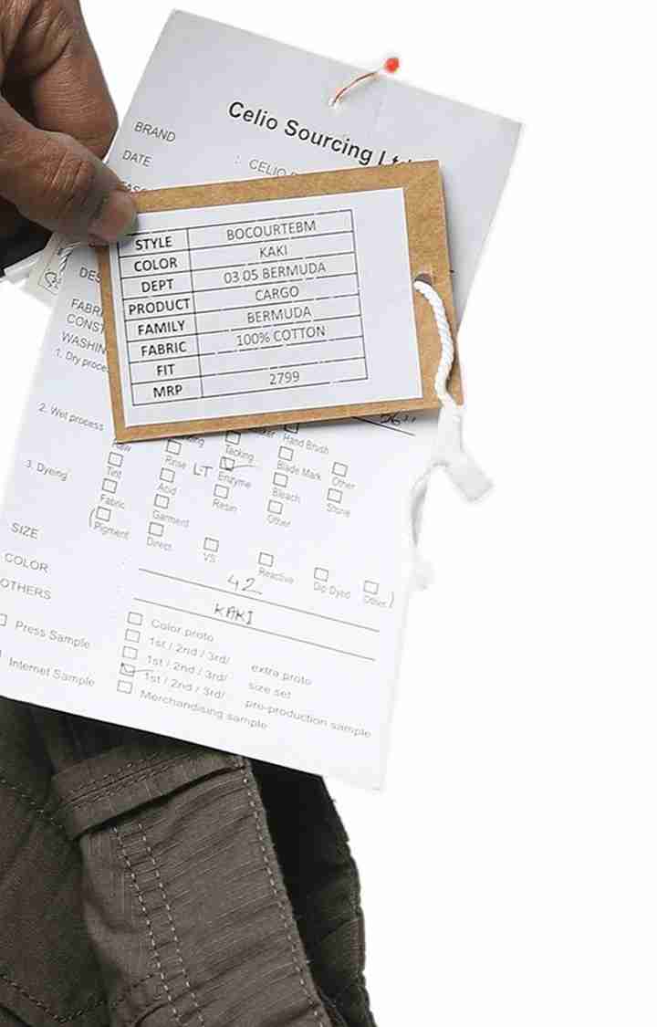 Celio* Cotton Regular Fit Green Shorts