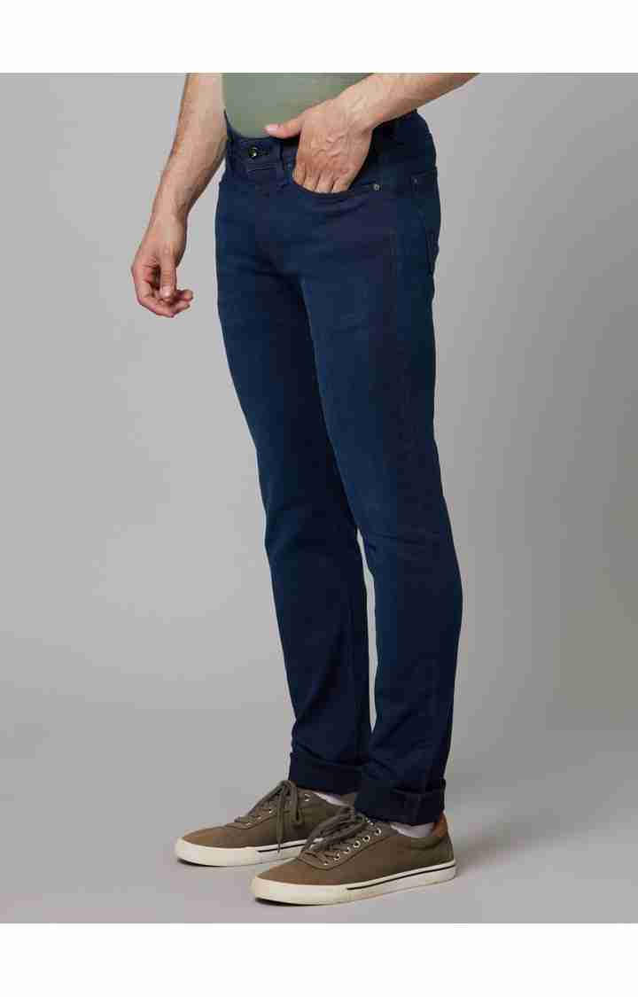 Celio* Cotton-Blend Slim Fit Navy Blue Jean