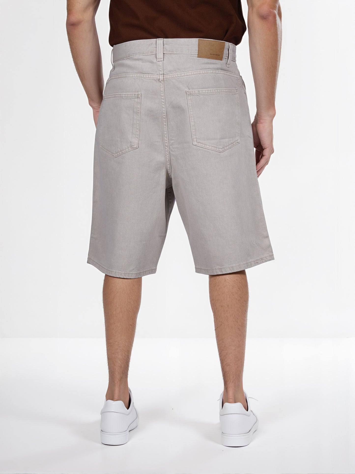 Celio* Cotton Straight Fit Beige Bermuda