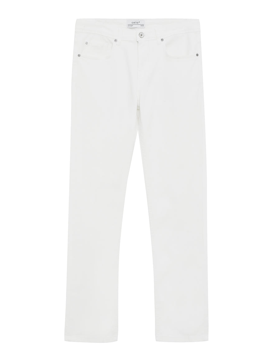 Straight Fit 100% Cotton Solid Jeans - White
