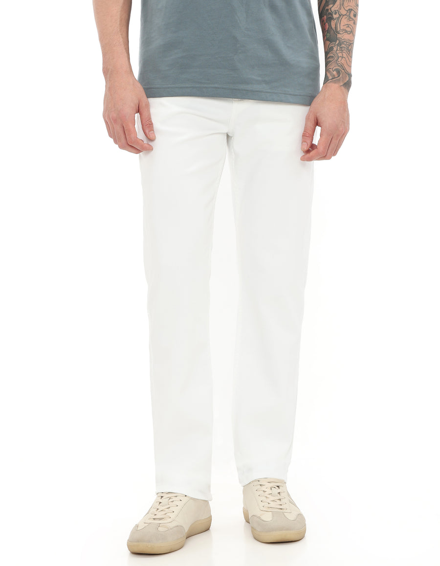 Straight Fit 100% Cotton Solid Jeans - White