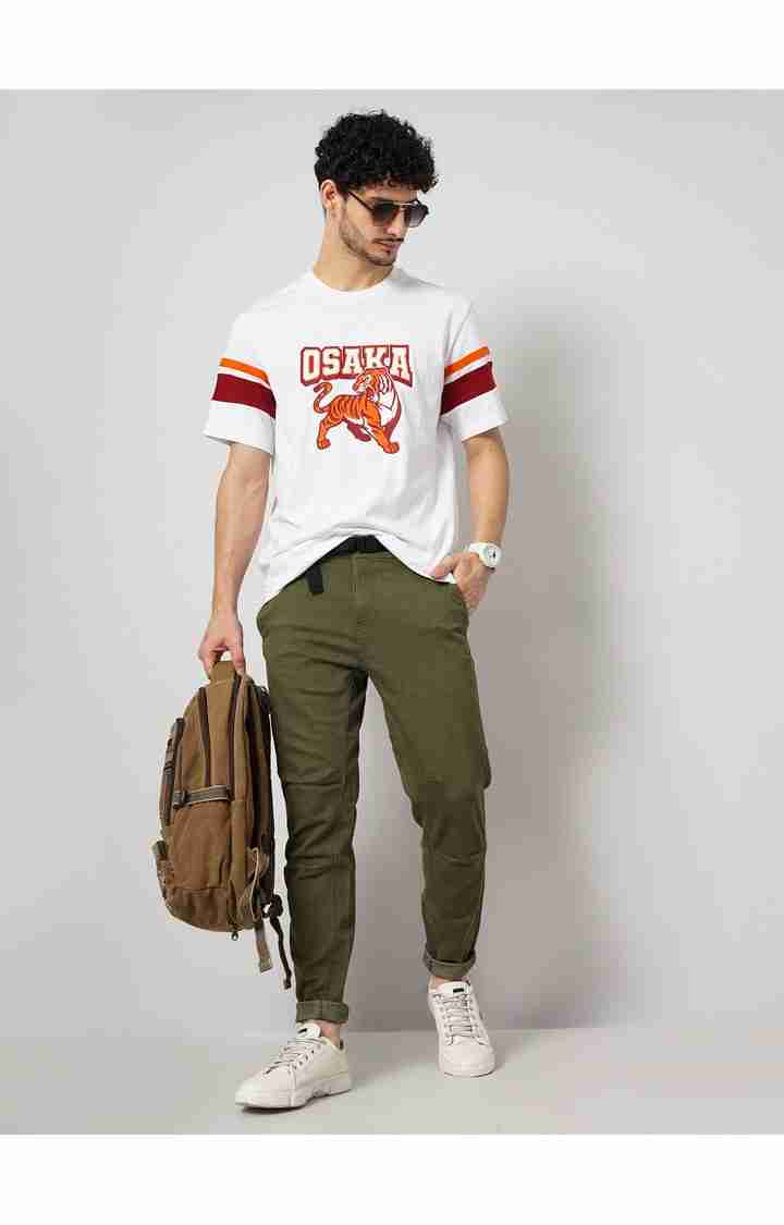 Celio* Cotton-Blend Slim Fit Olive Trouser