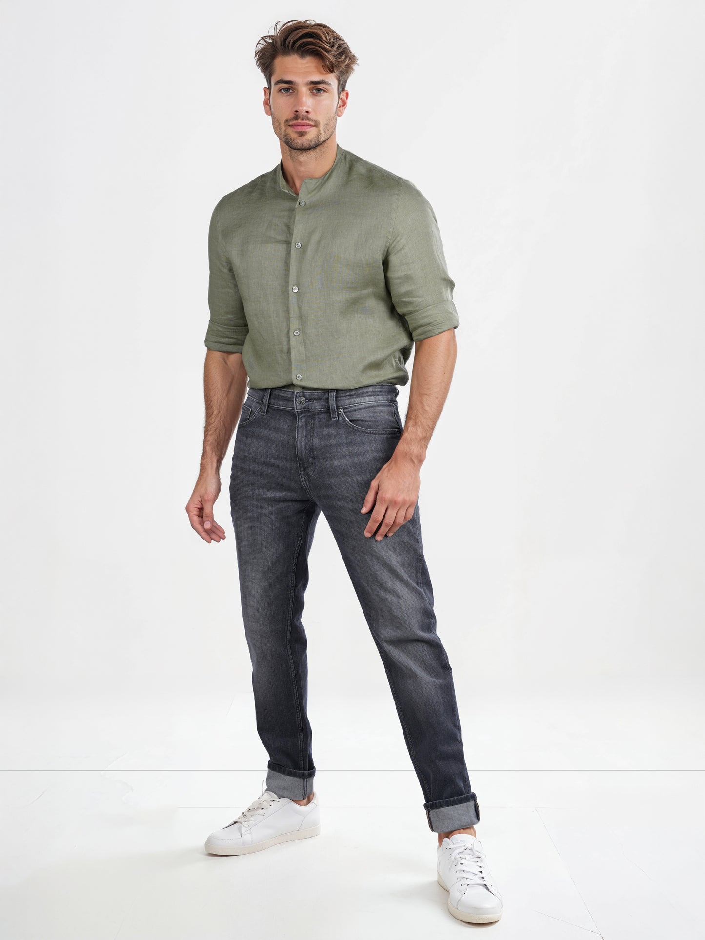 Celio* Cotton-Blend Slim Fit Grey Jean