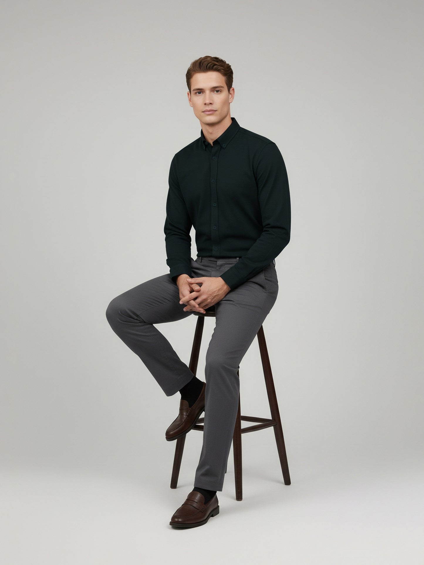 Celio* Cotton Men Solid Green Regular Fit Shirts