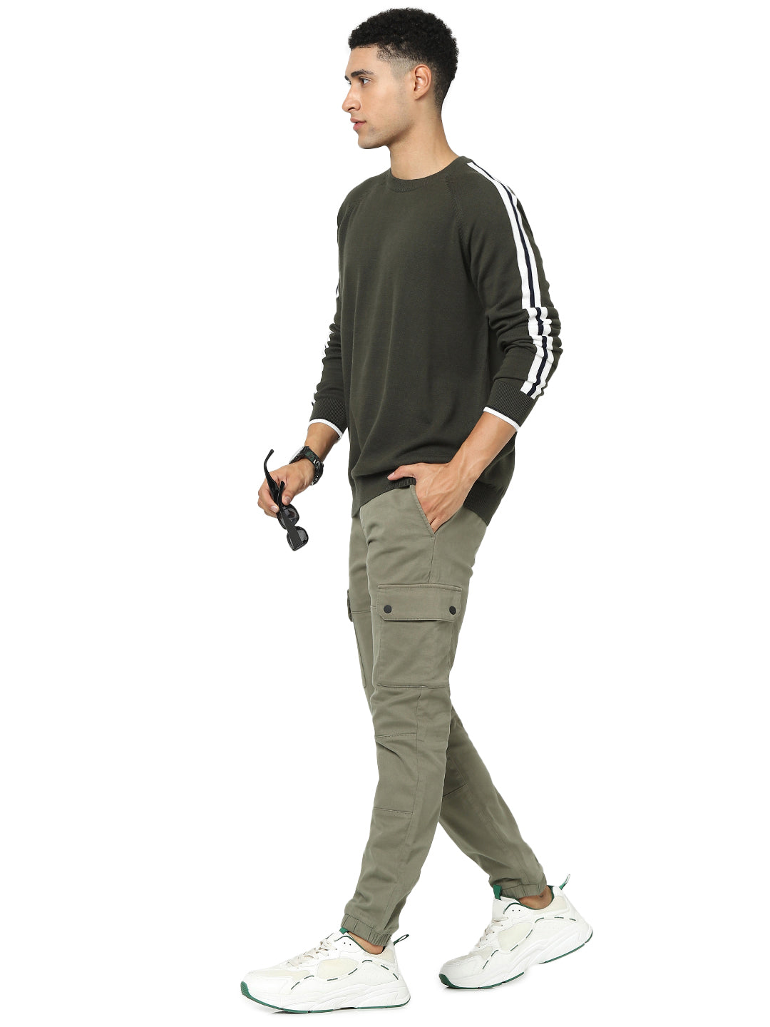 Celio* Cotton Slim Fit Green Trouser