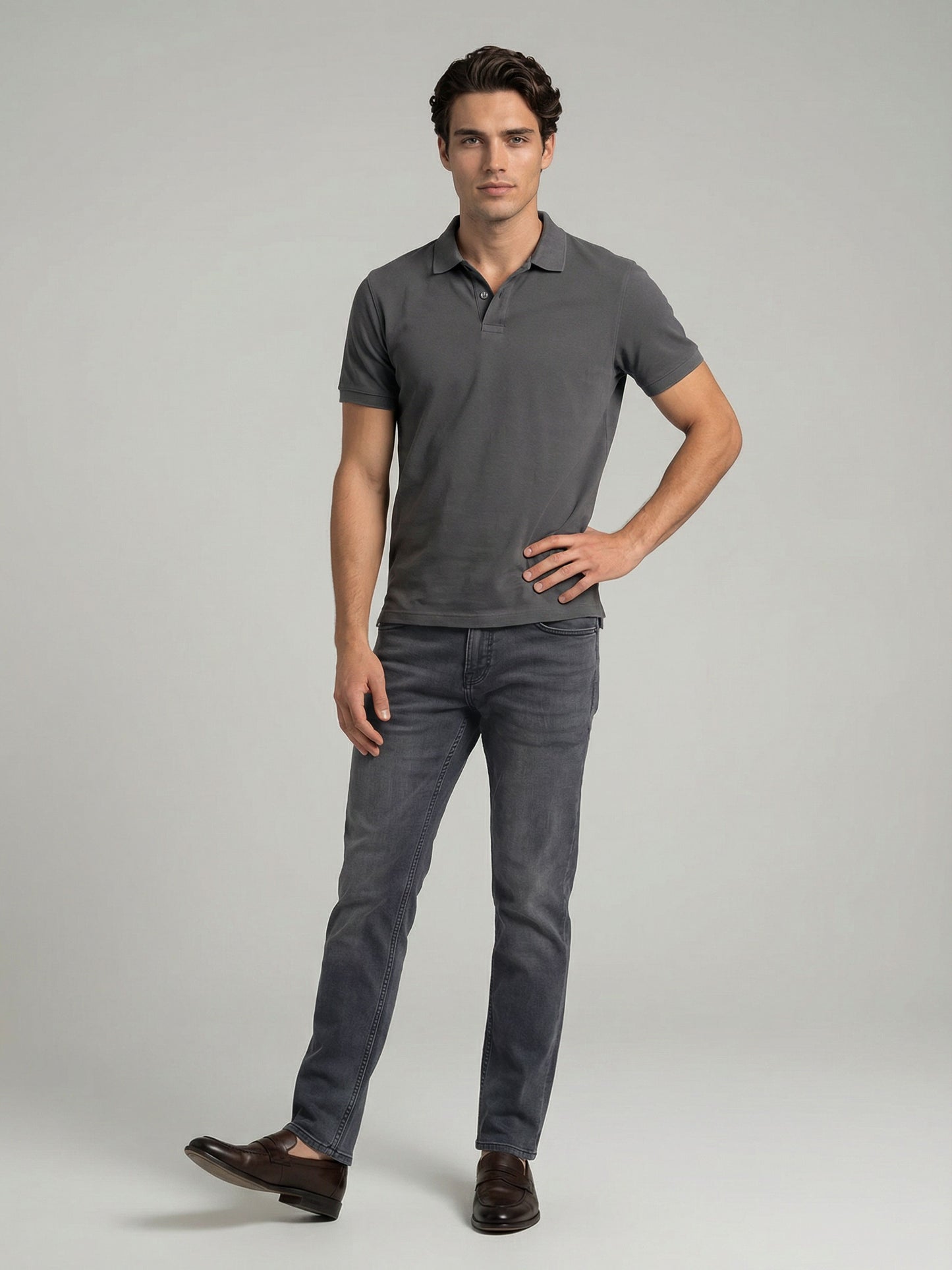 Celio* Men Grey Solid Straight Fit Cotton Jeans