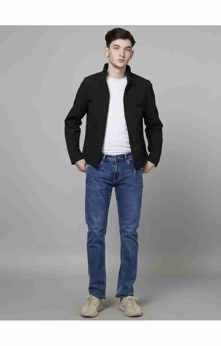 Celio* Cotton-Blend Straight Slim Fit Blue Jean