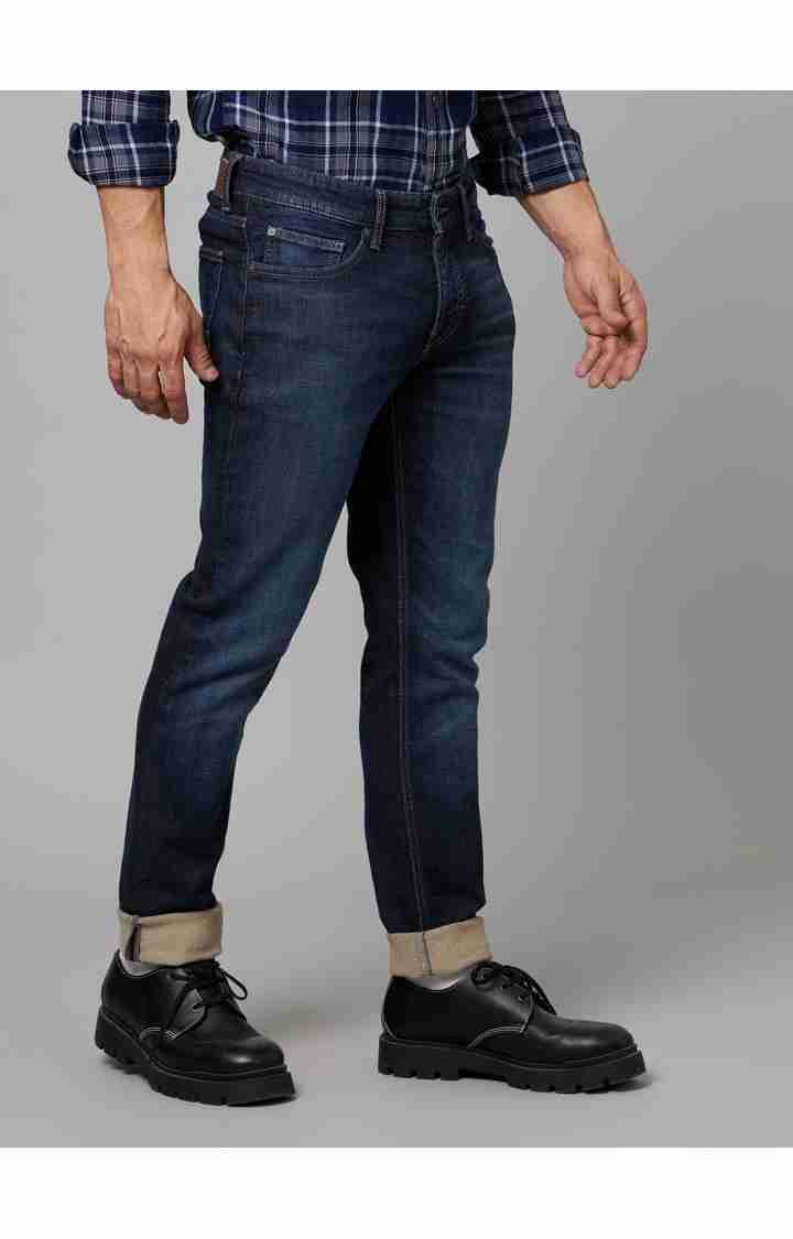 Celio* Cotton-Poly-Blend Slim Fit Navy Blue Jean