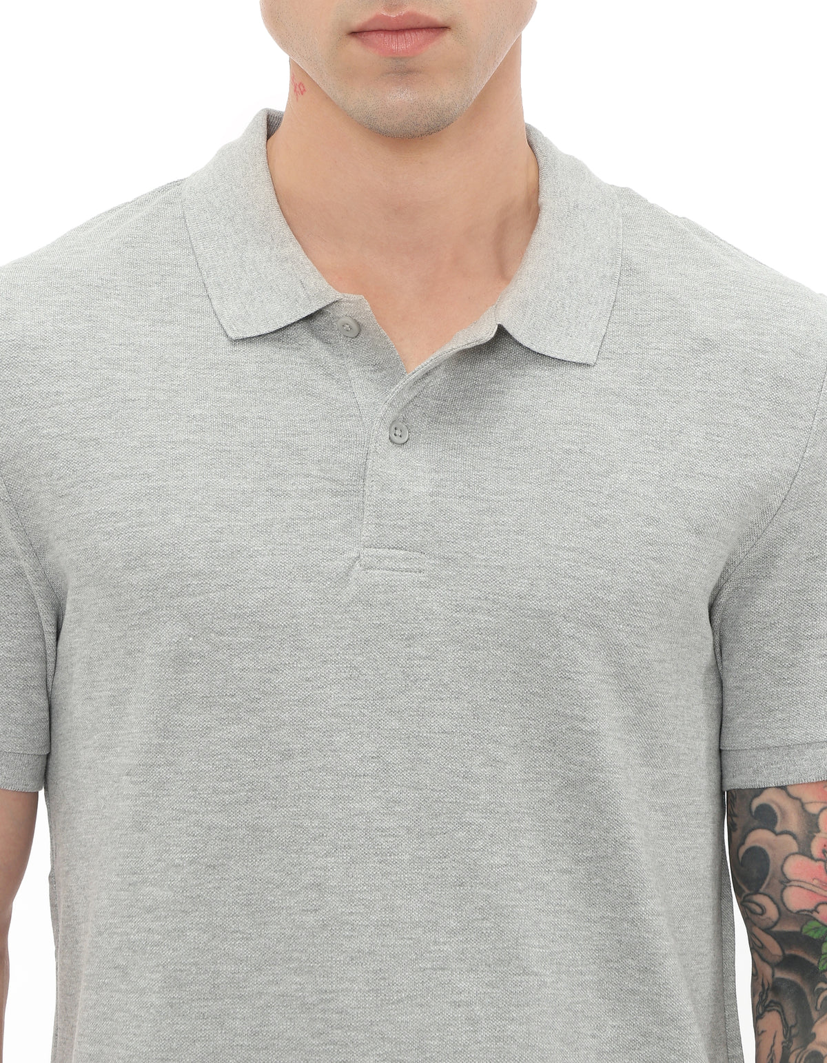 Regular Fit 100% Cotton Solid Polo Tshirts - Grey