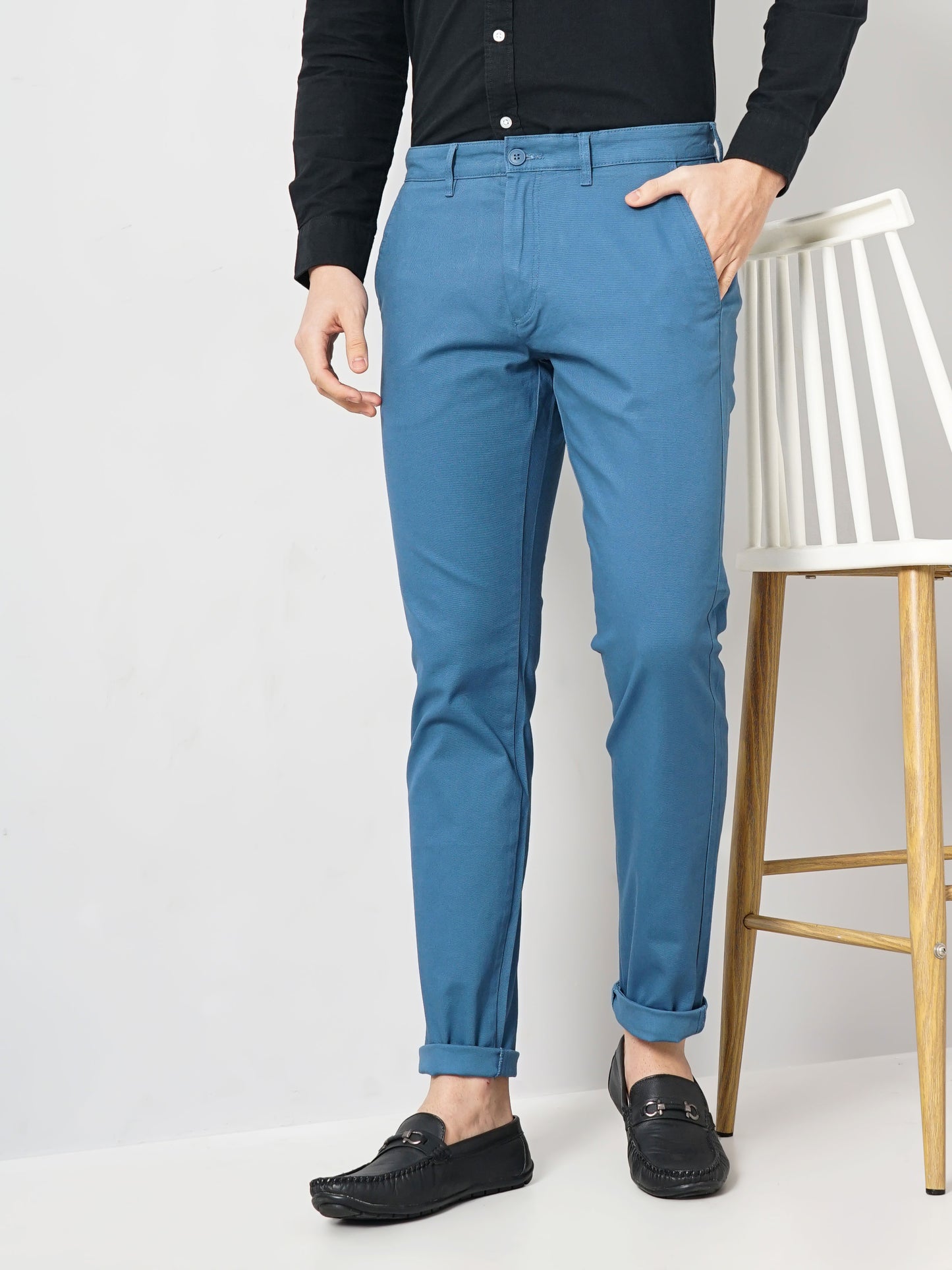 Celio* Cotton Slim Fit Blue Trouser