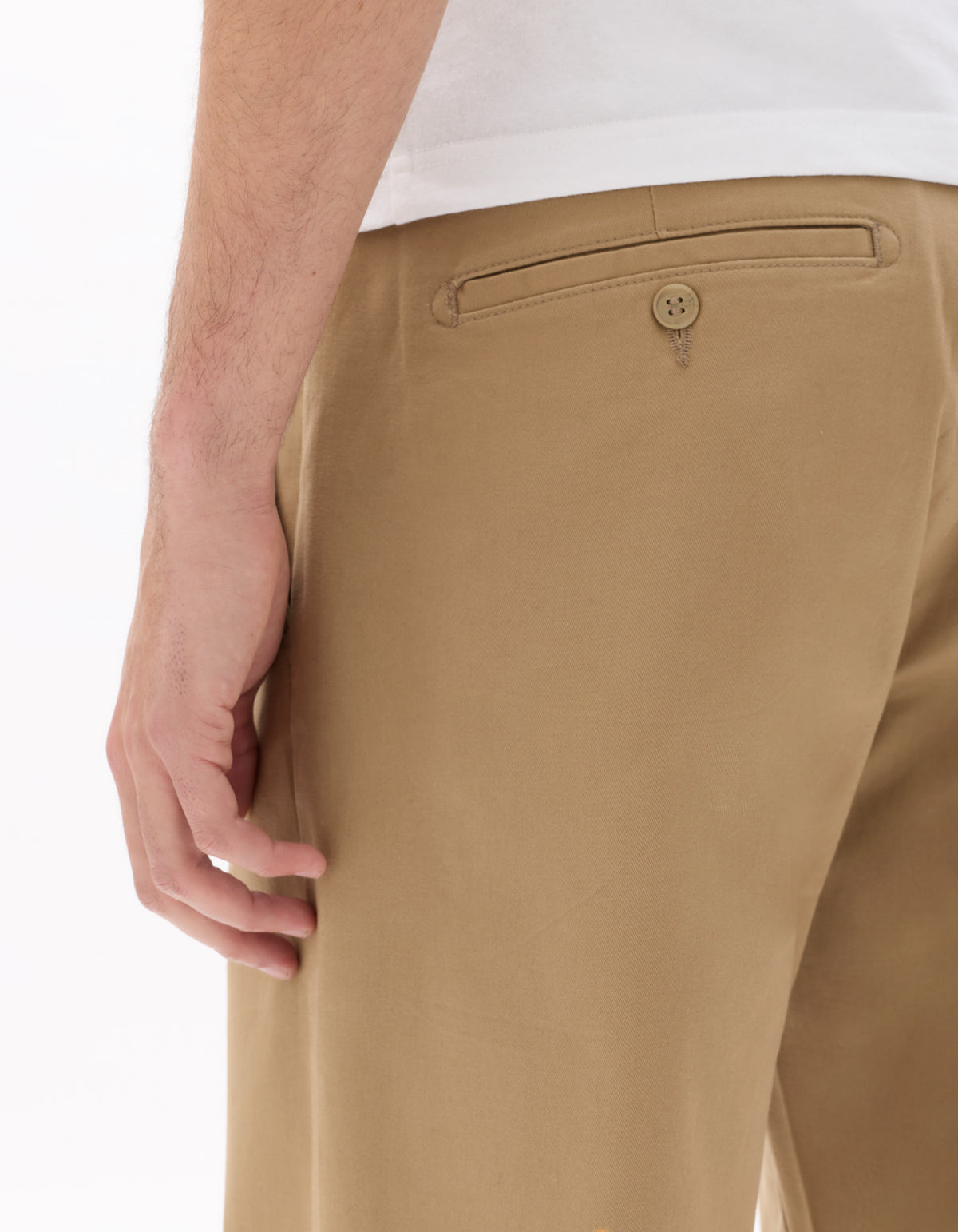 Straight Fit Stretch Cotton Trousers - Beige
