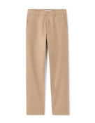 Straight Fit Stretch Cotton Trousers - Beige