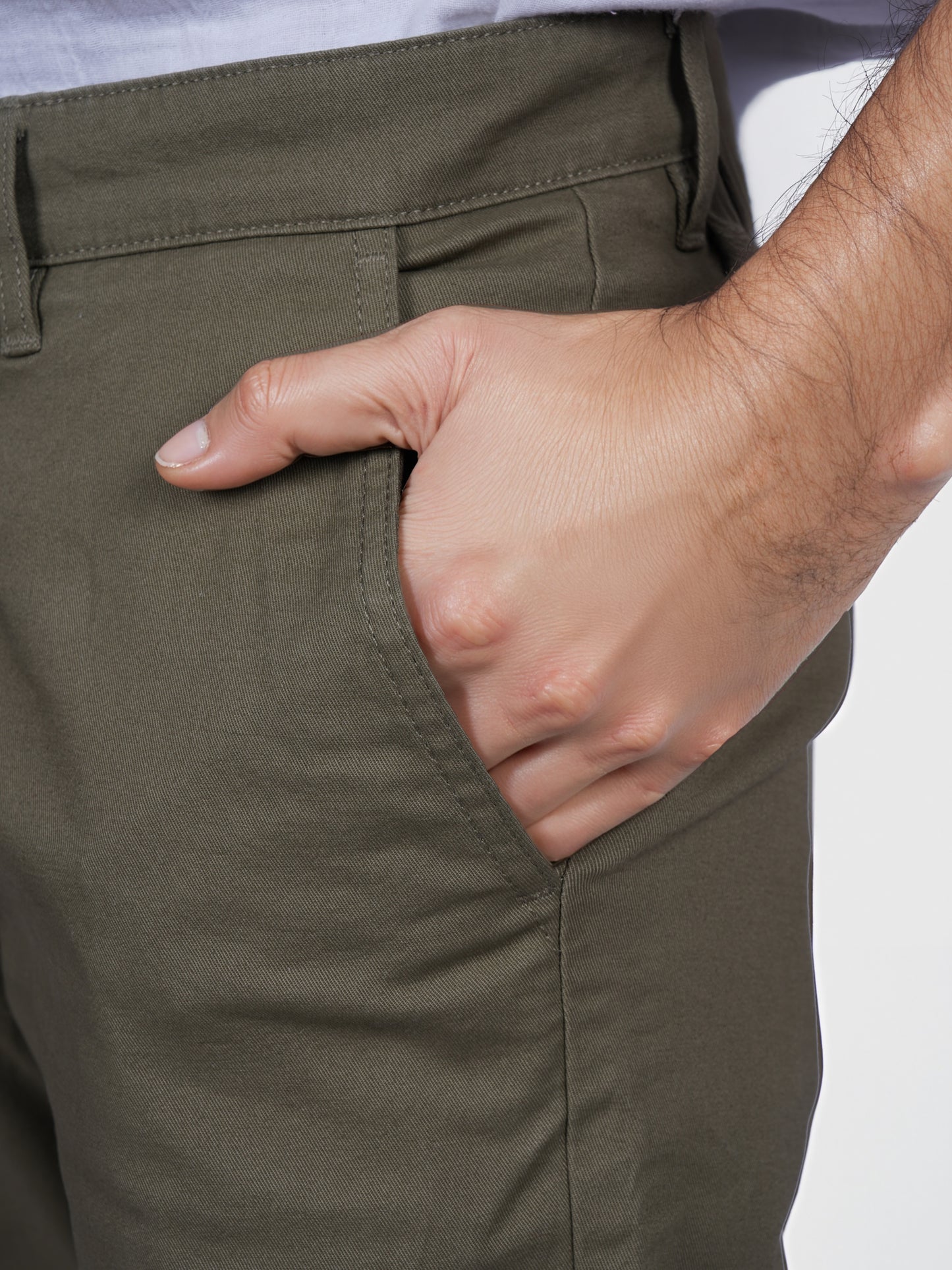 Celio* Cotton Straight Fit Olive Chino