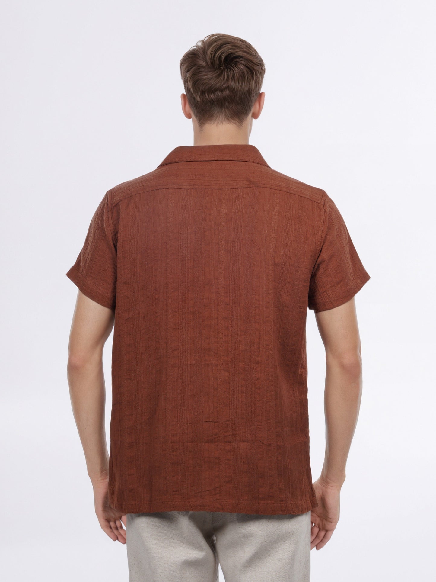 Celio* Men Brown Solid Regular Fit Cotton Shirt