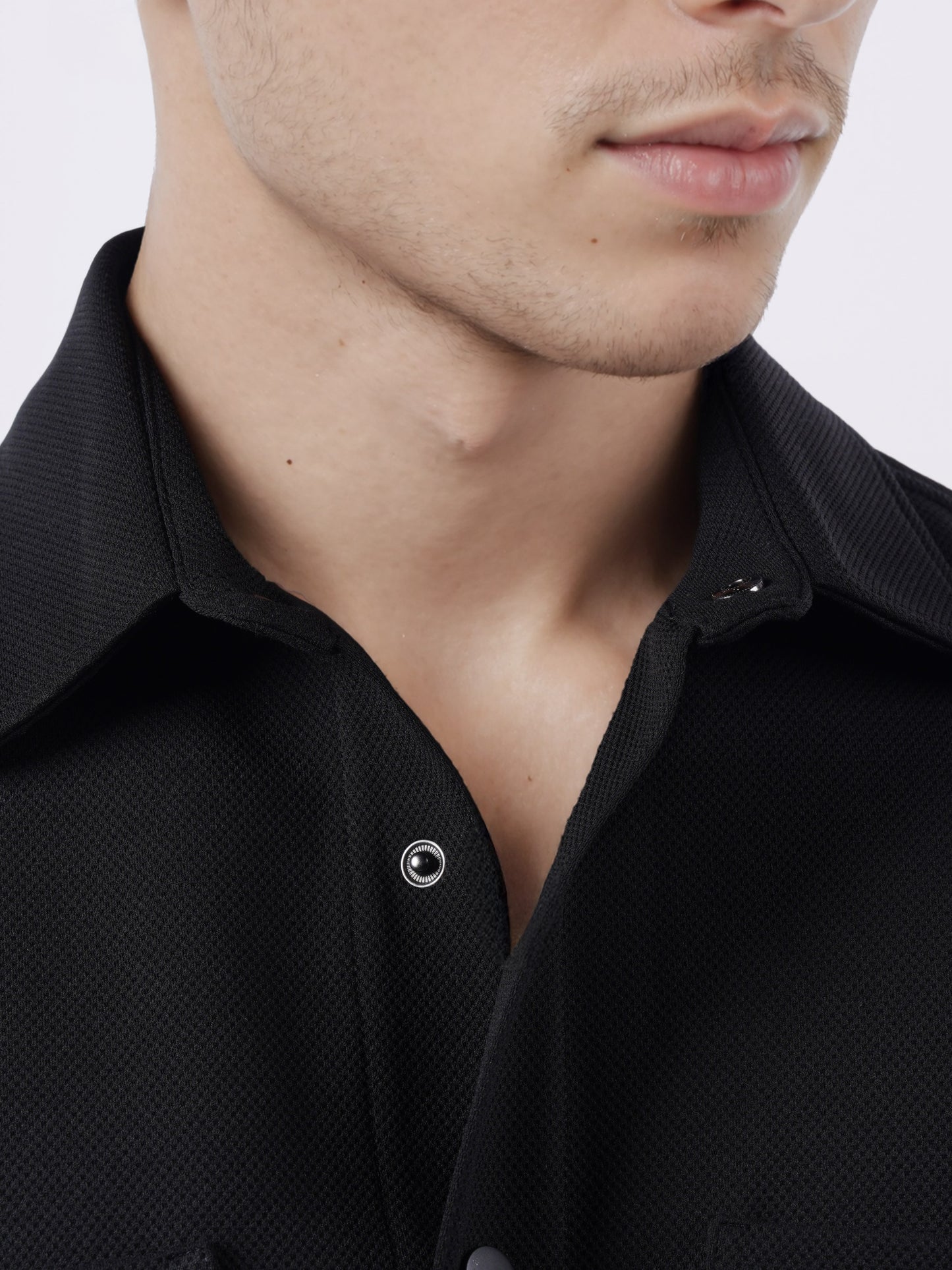 Celio* Men Black Solid Overshirt Polyester Shirts