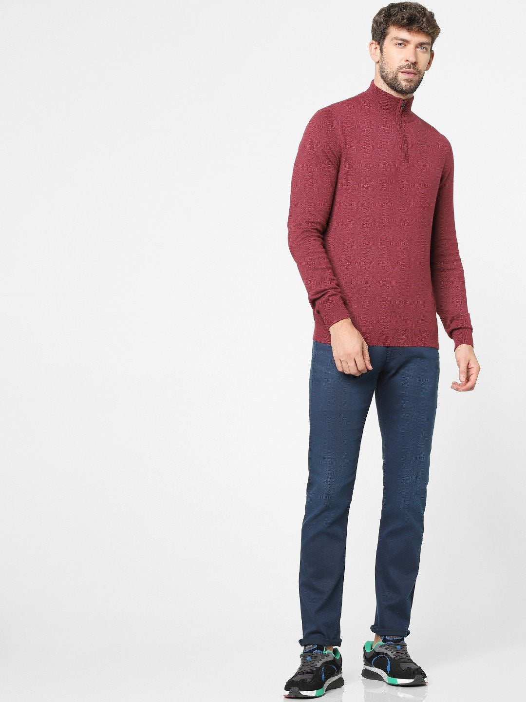 Celio Men Blue Solid Slim Fit Cotton Jeans