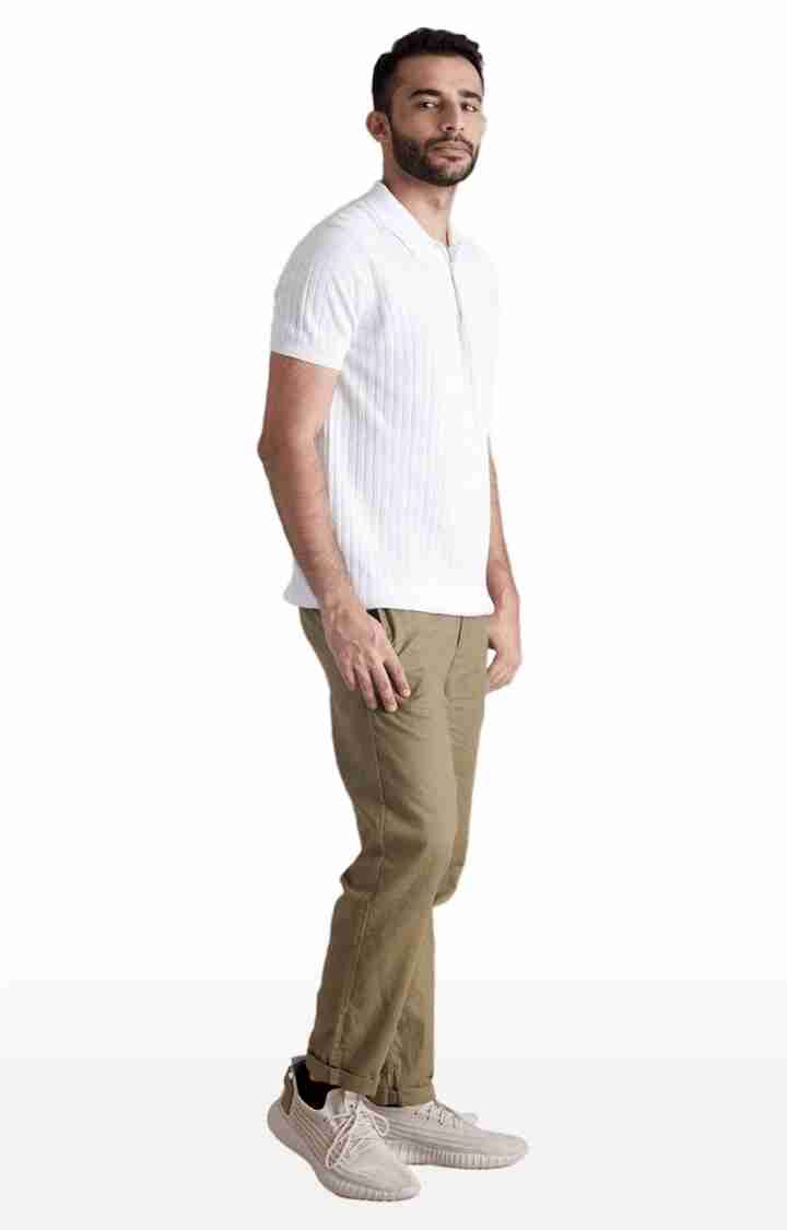 Celio* Cotton Straight Fit Khaki Trouser