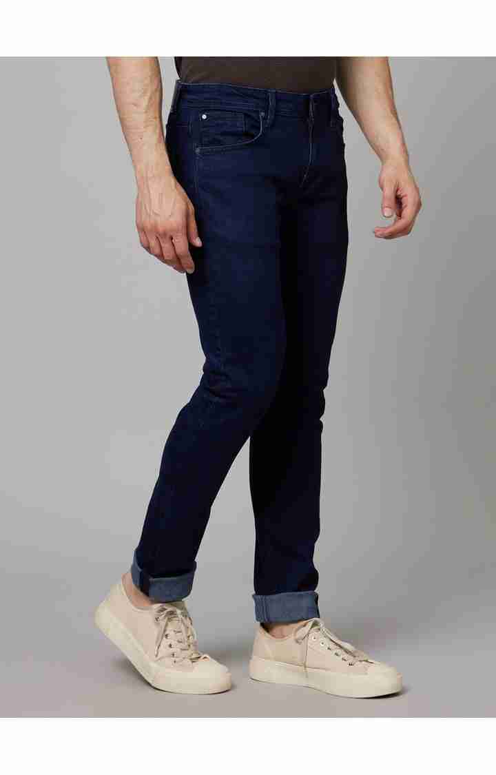 Celio* Cotton-Blend Slim Fit Navy Blue Jean