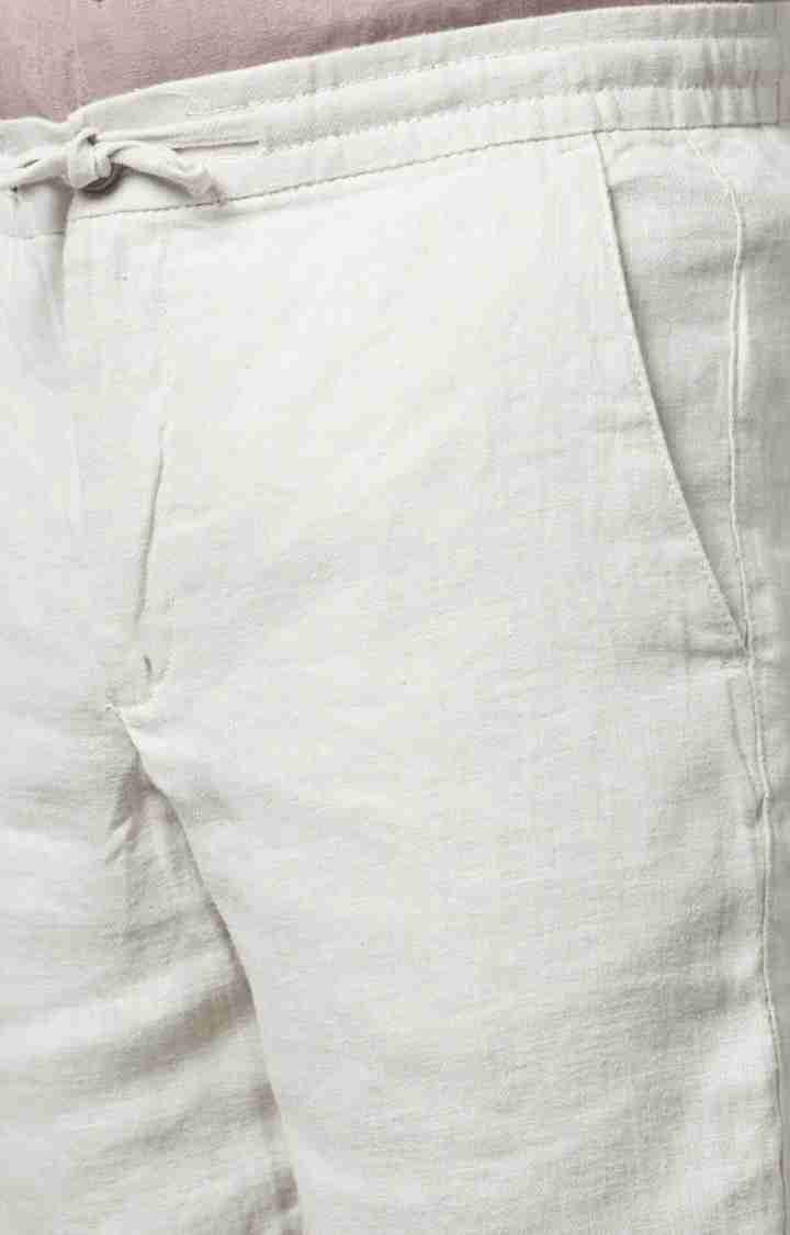 Celio* Linen Regular Fit Off White Shorts
