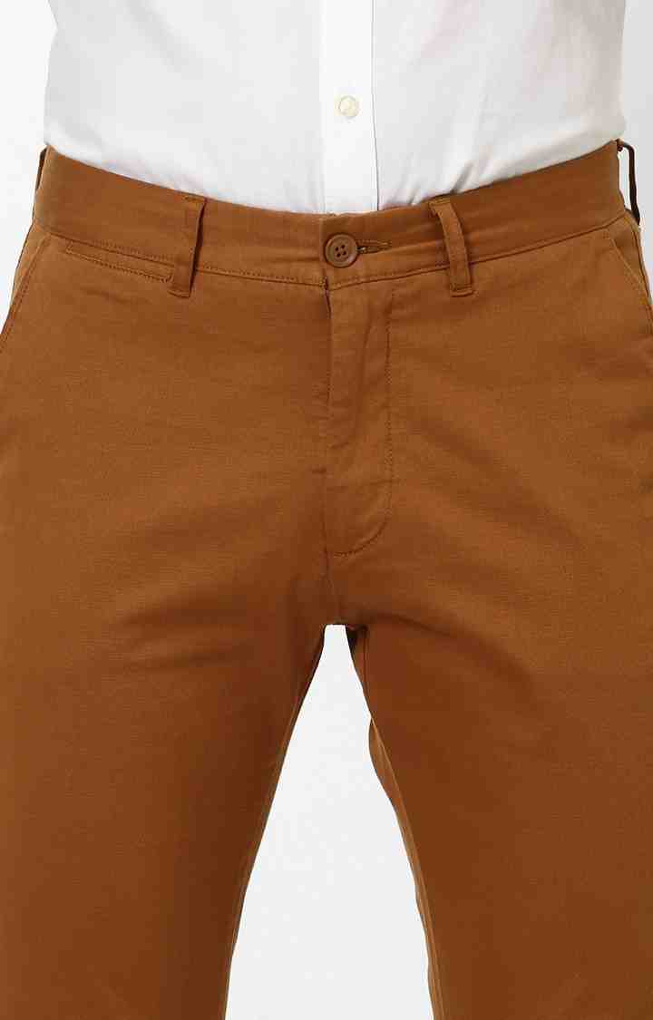 Celio* Linen-Blend Slim Fit Brown Trouser