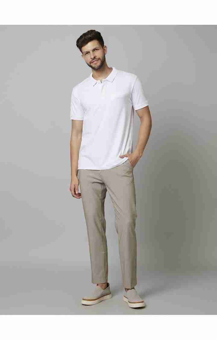 Celio* Poly-Blend Slim Fit Beige Trouser