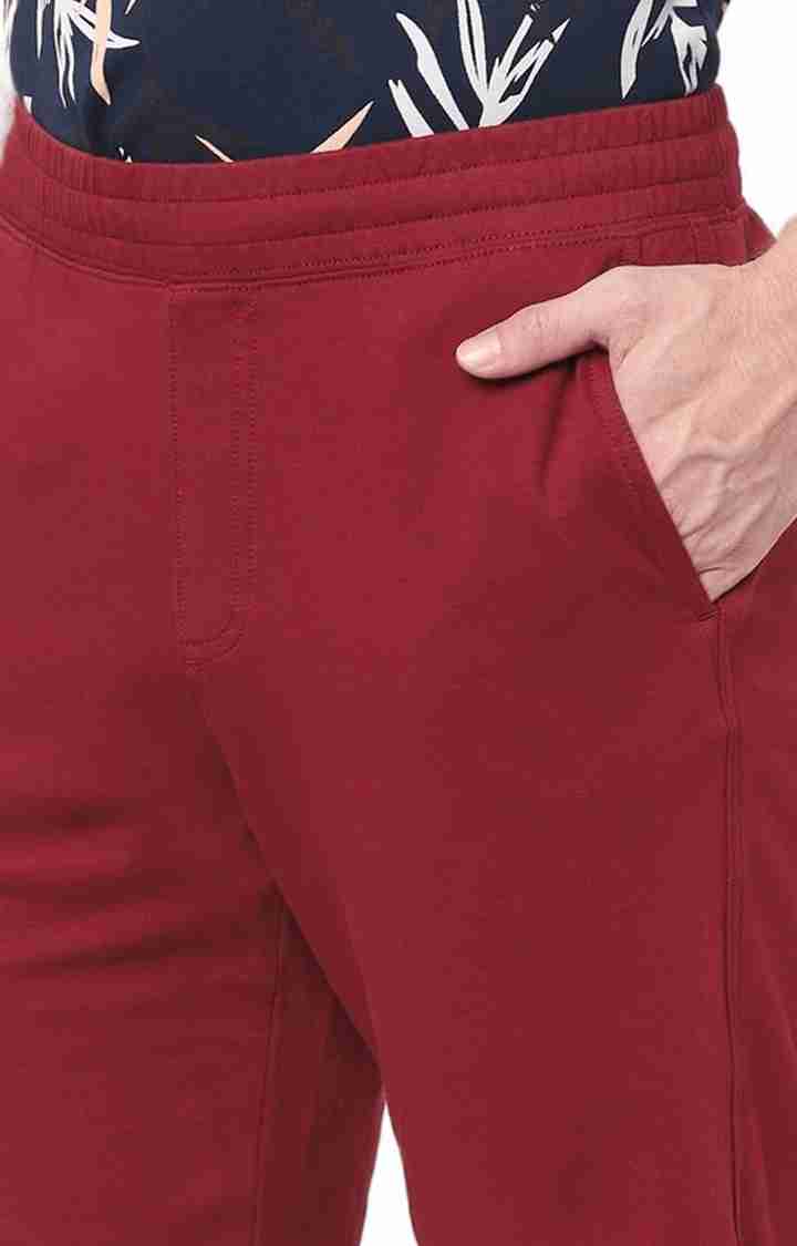 Celio* Cotton Regular Fit Burgundy Shorts