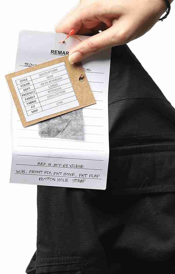 Celio* Cotton Regular Fit Black Shorts