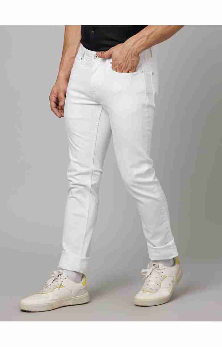 Celio* Cotton-Blend Slim Fit White Jean