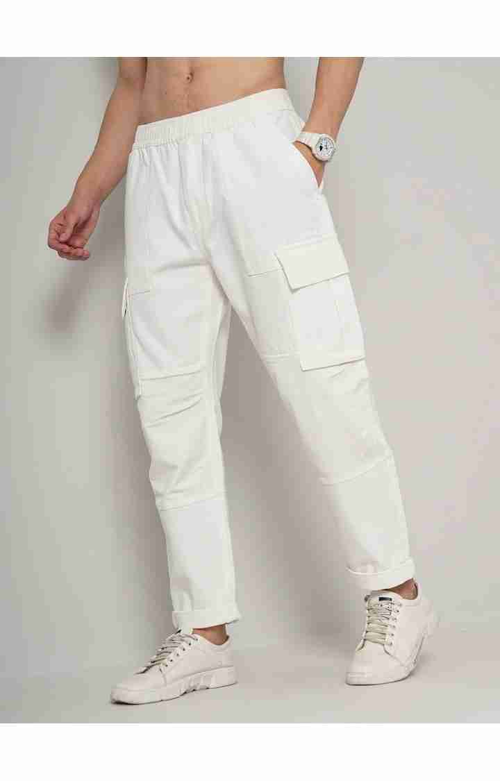 Celio* Cotton Relaxed Fit White Trouser