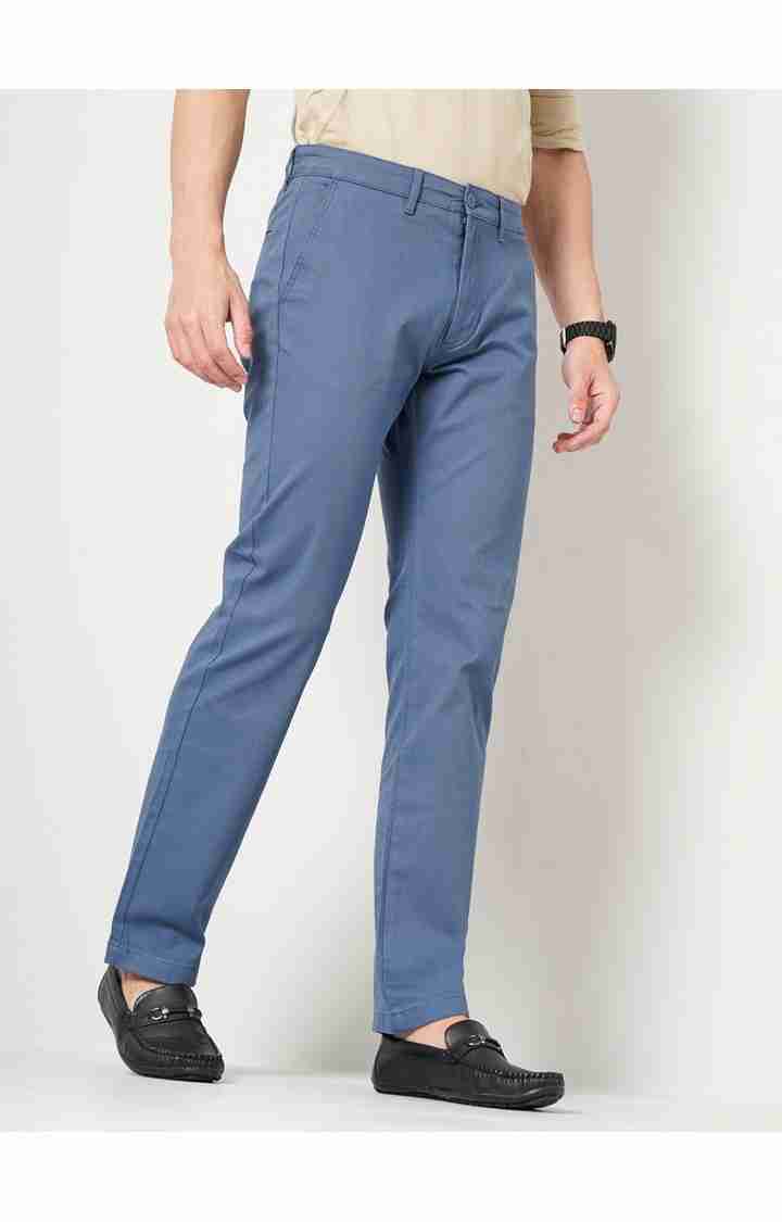 Celio* Cotton Straight Fit Blue Trouser
