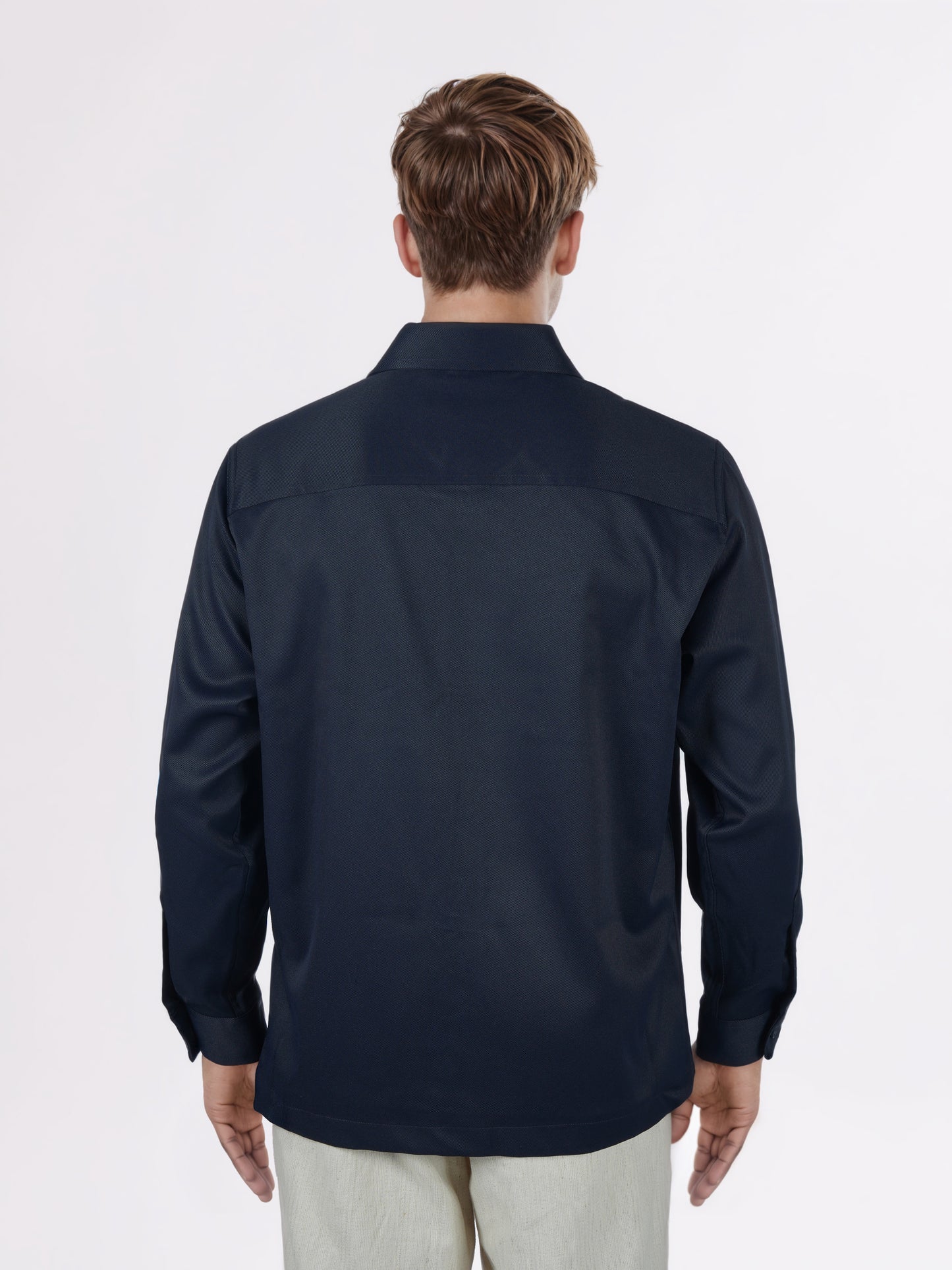 Celio* Men Navy Blue Solid Overshirt Polyester Shirts