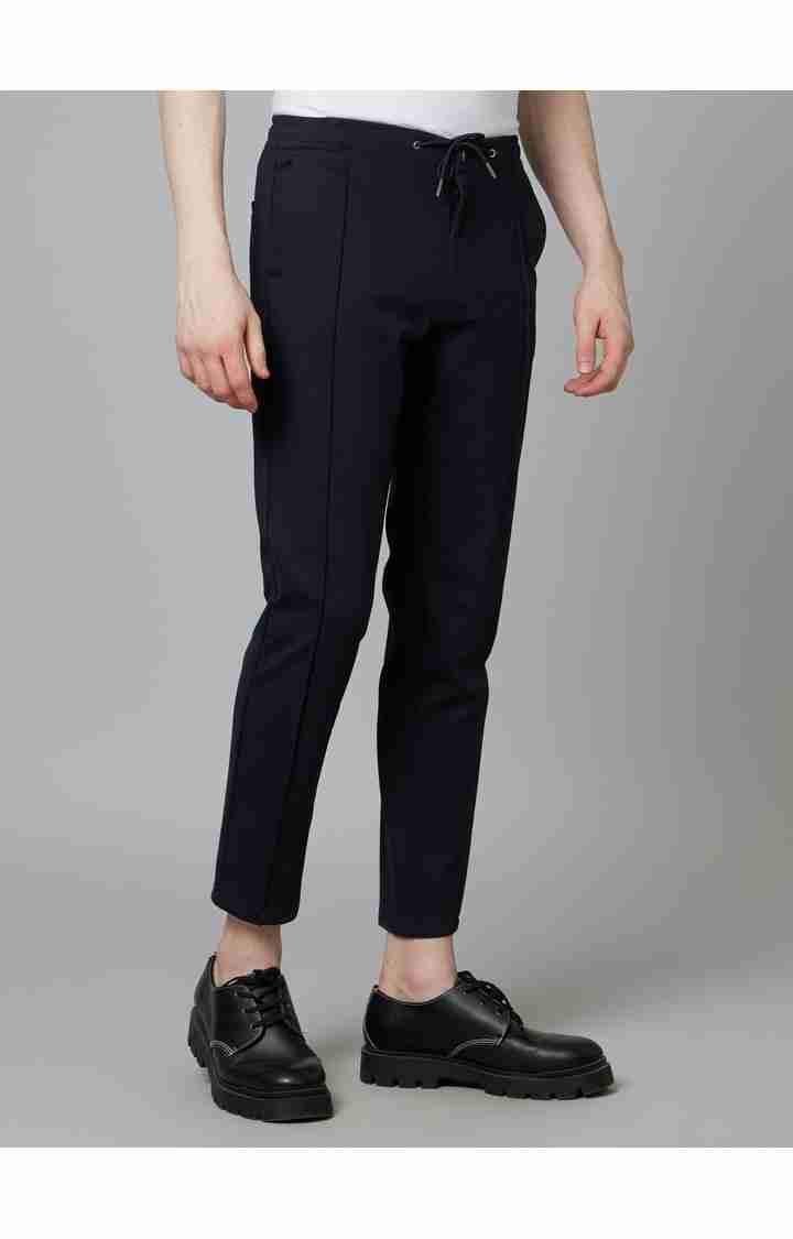 Celio* Cotton Relaxed Fit Navy Blue Trouser