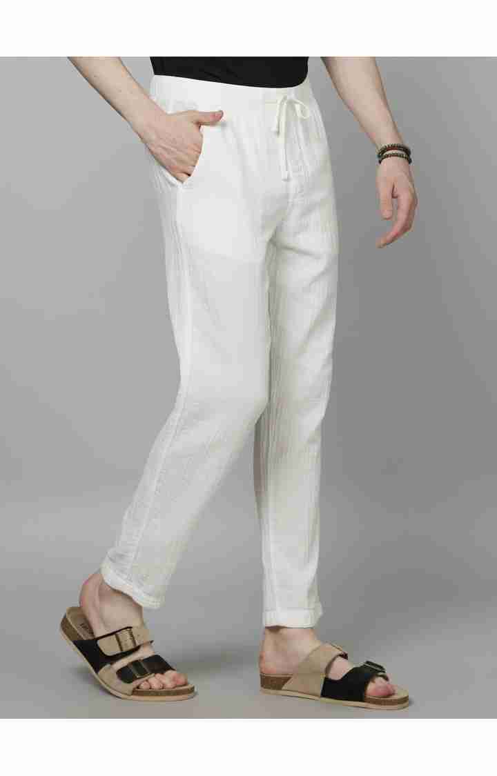 Celio* Cotton Slim Fit White Trouser