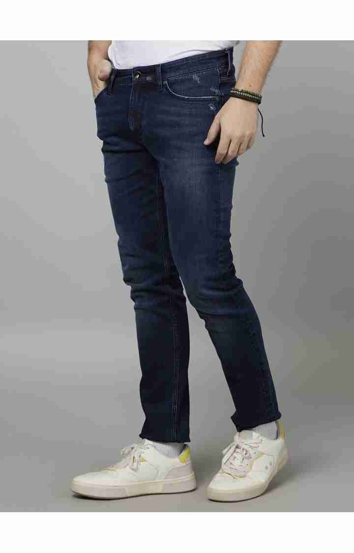 Celio* Cotton-Blend Slim Fit Navy Blue Jean