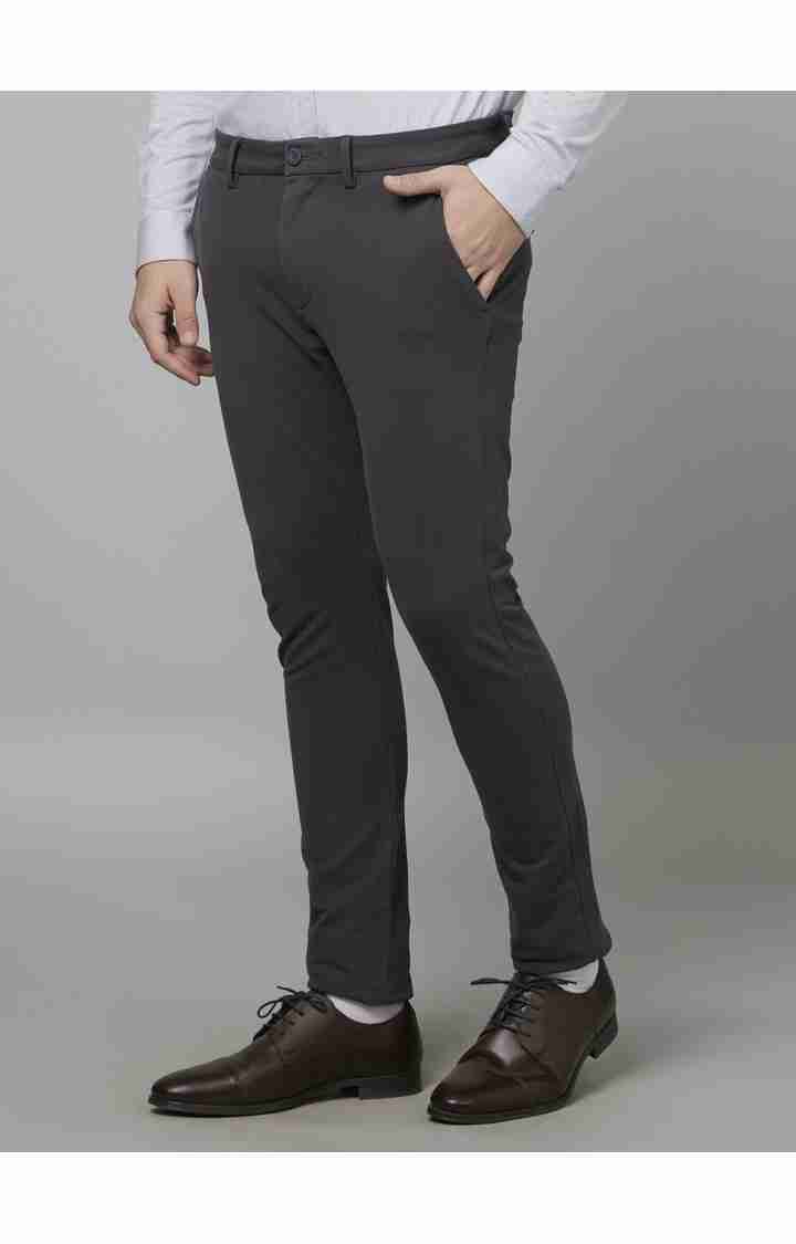 Celio* Workwear Cotton-Blend Slim Fit Grey Trouser