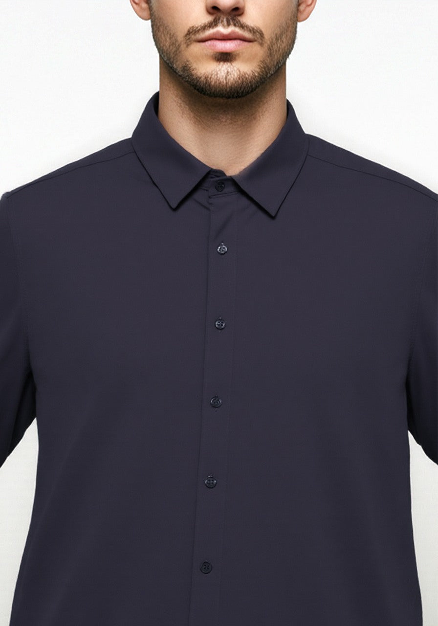 Celio* Men Navy Blue Solid Regular Fit Cotton Shirt