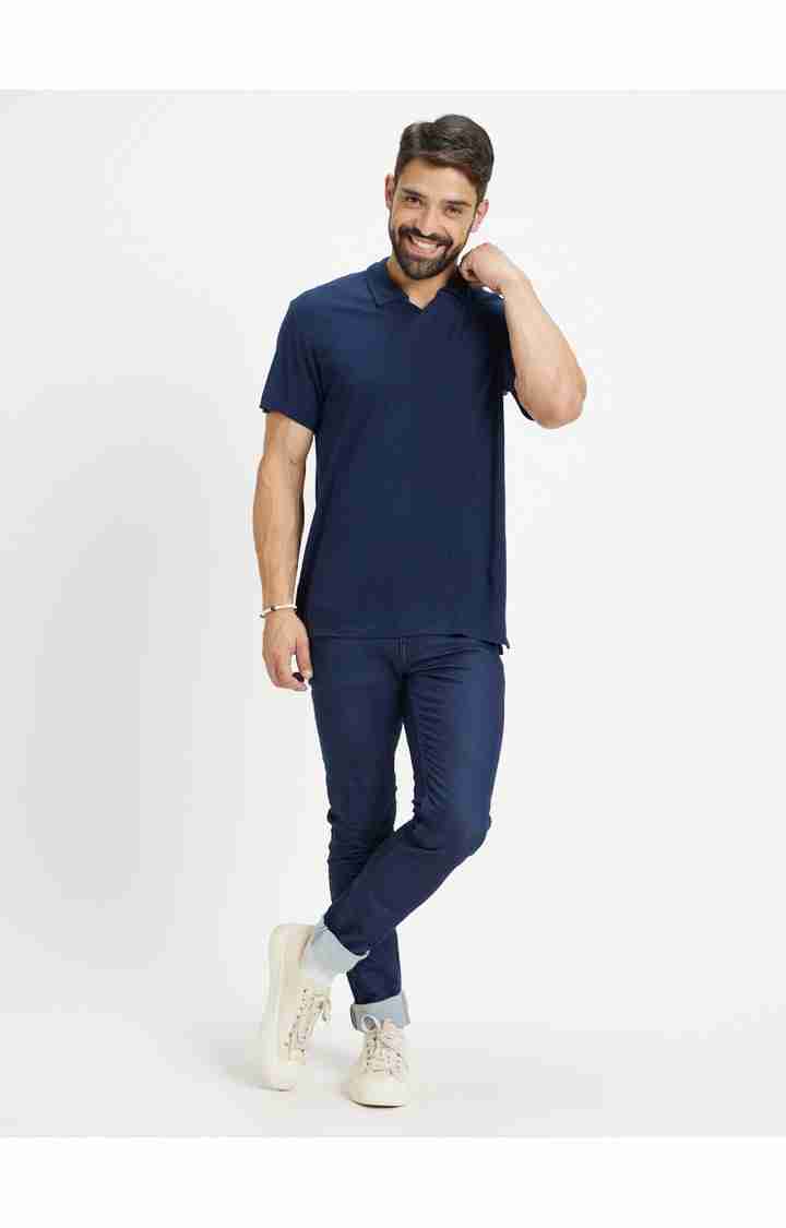 Celio* Cotton-Blend Skinny Fit Navy Blue Jean