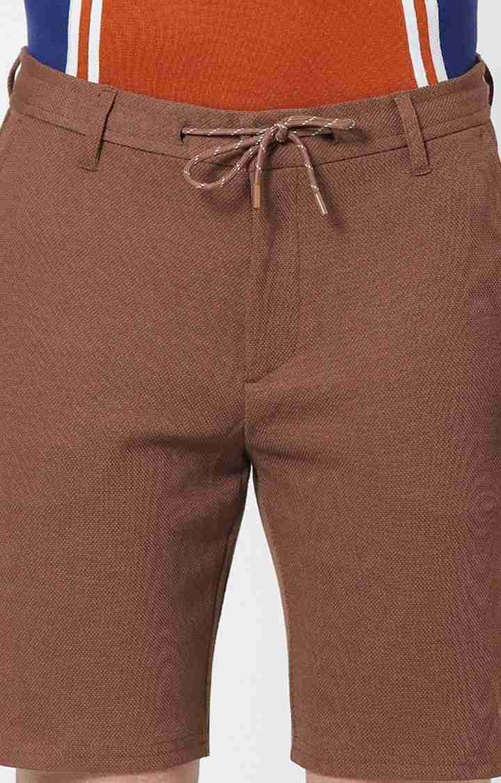 Celio* Polycotton Regular Fit Brown Shorts