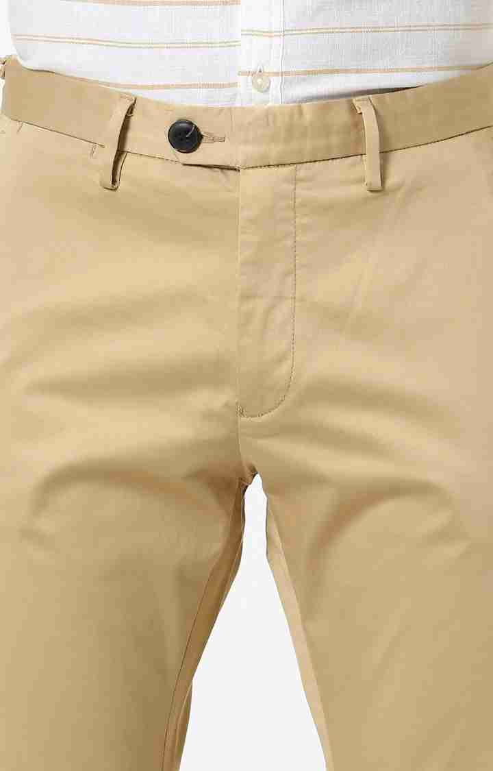 Celio* Cotton-Blend Regular Fit Beige Trouser