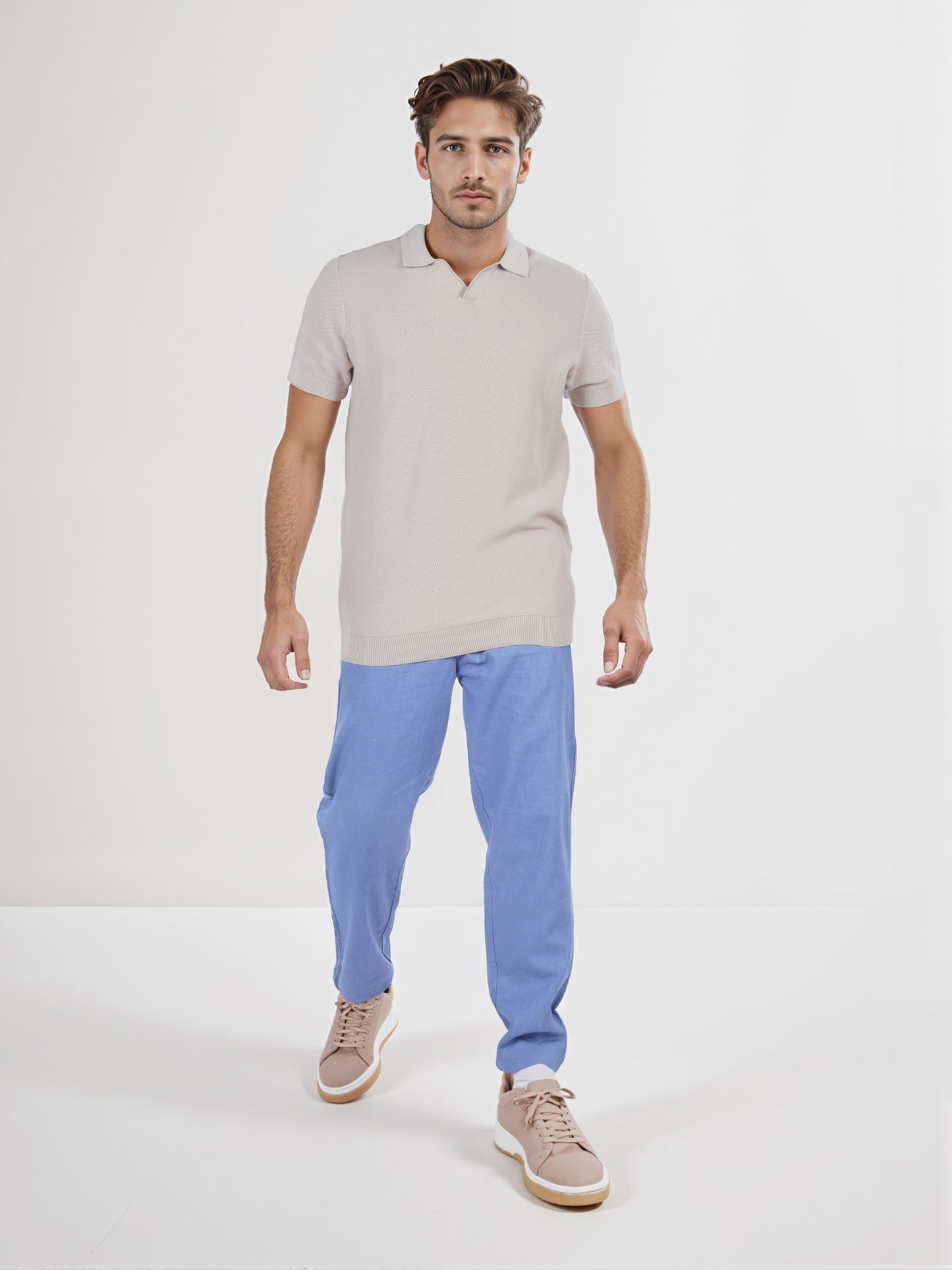 Celio* Men Beige Solid Regular Fit Cotton T-Shirt