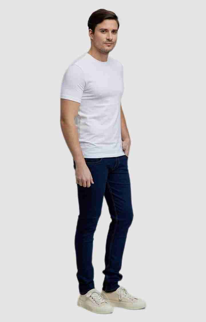 Celio* Cotton-Blend Slim Fit Navy Blue Jean