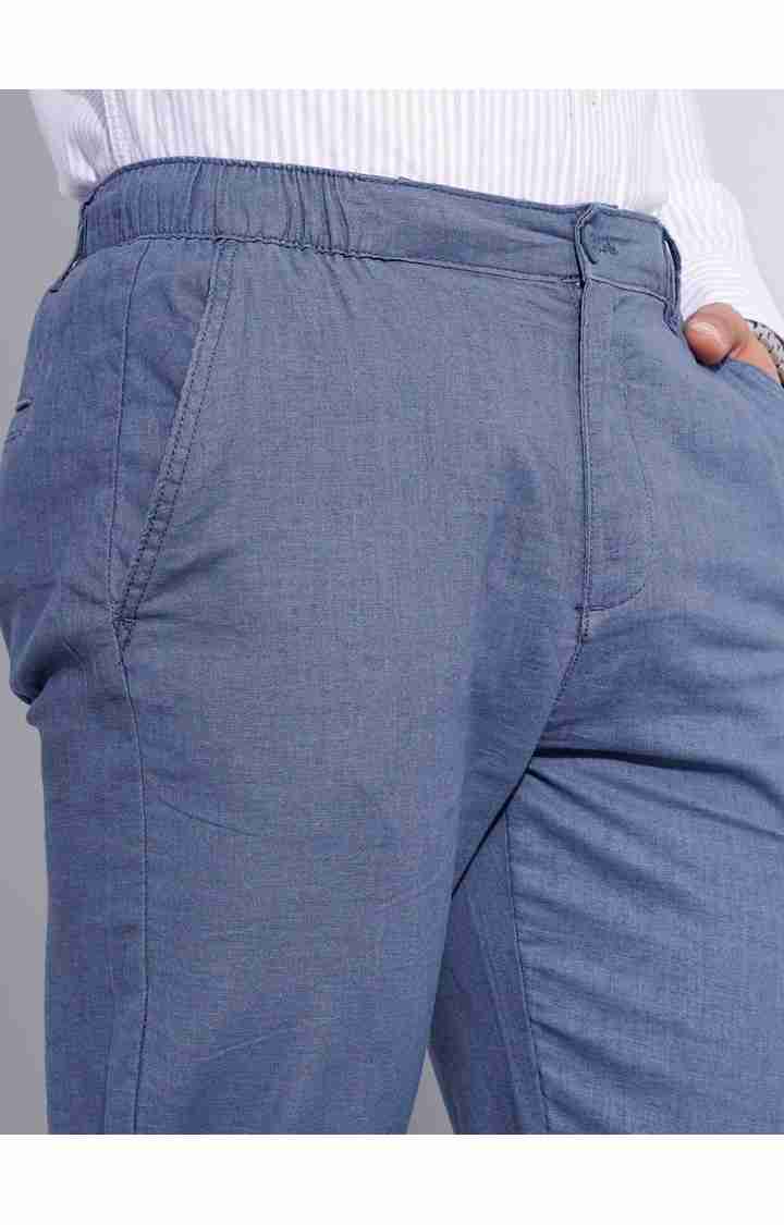 Celio* Cotton Straight Fit Blue Trouser