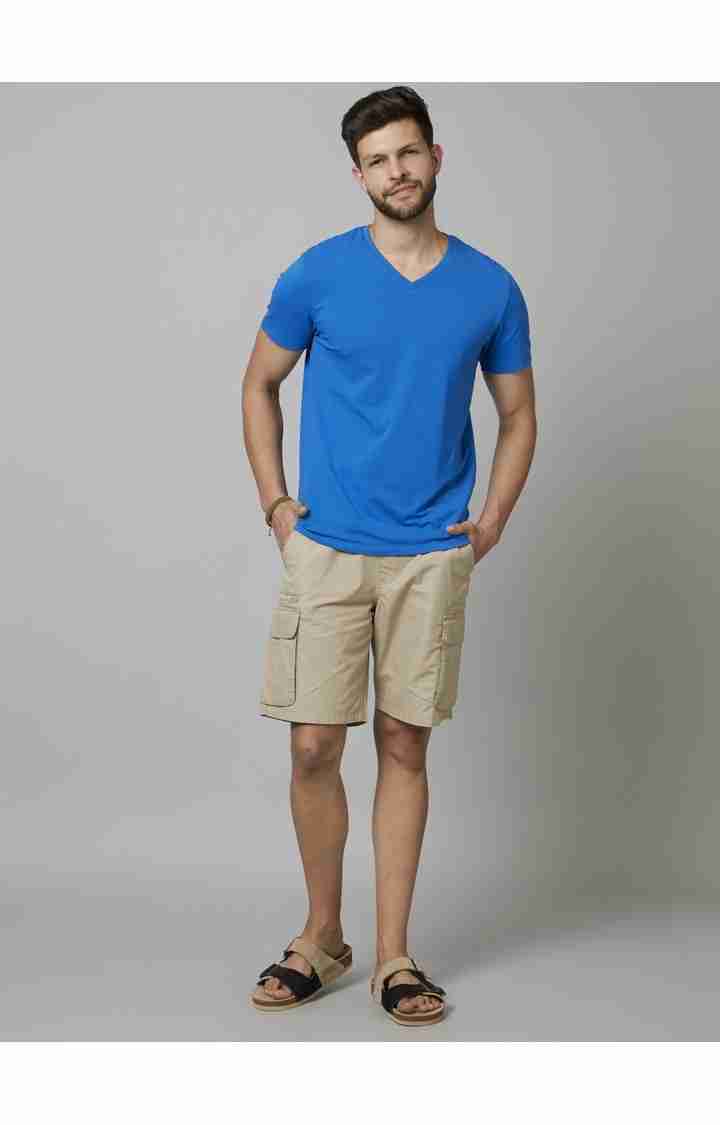Celio* Cotton Regular Fit Beige Shorts