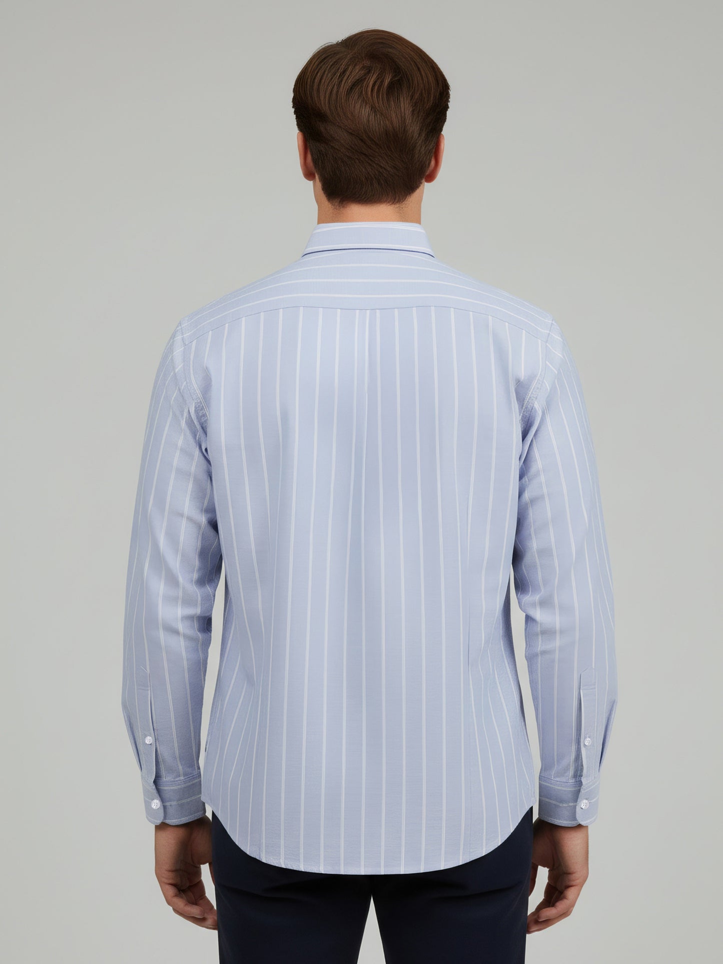 Celio* Men Blue Striped Oversize Cotton Shirts