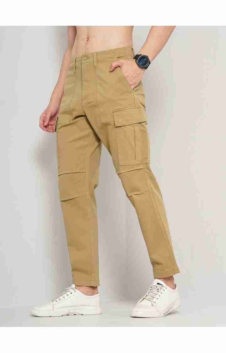 Celio* Cotton Regular Fit Khaki Trouser