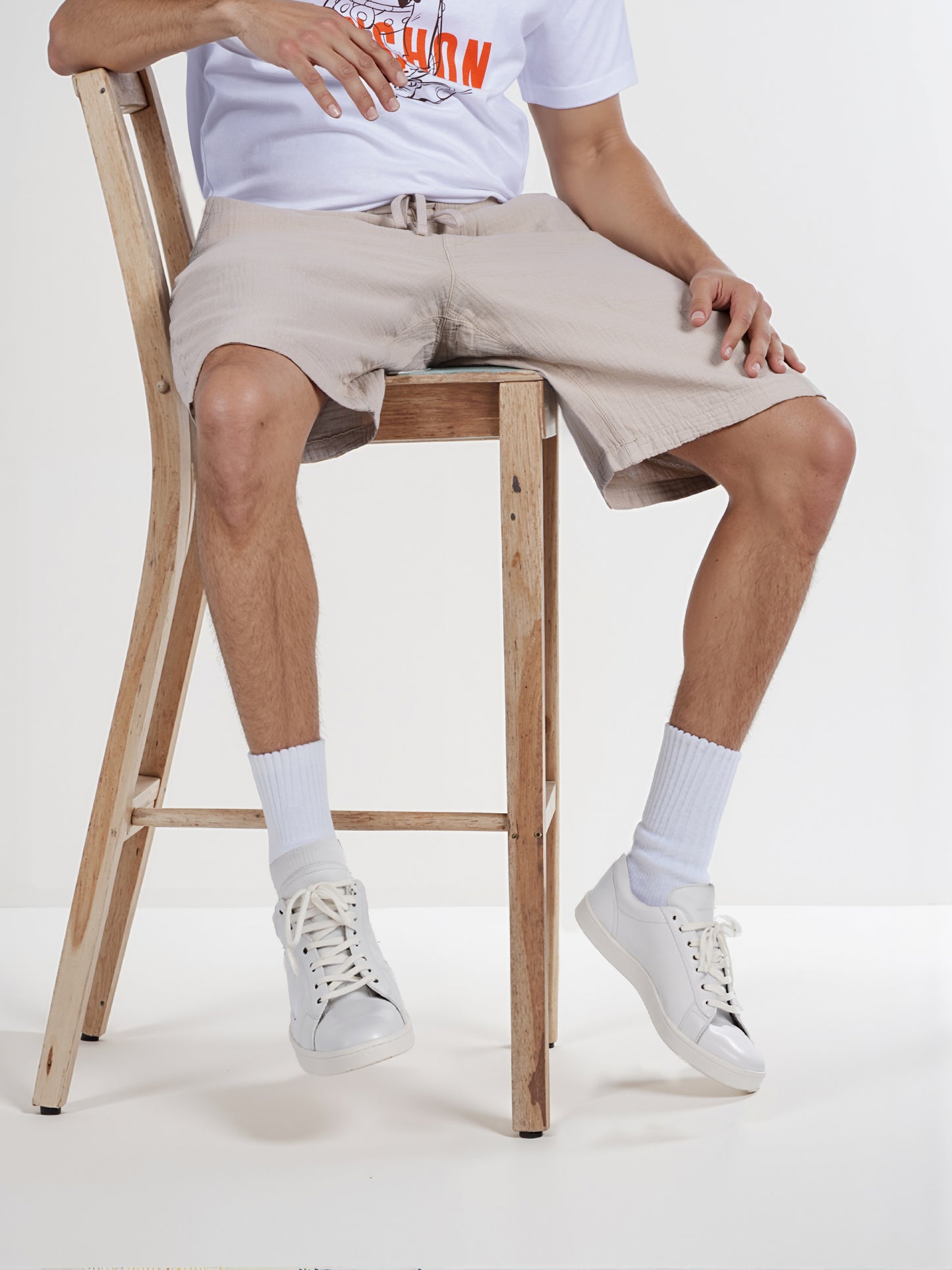 Celio* Men Beige Solid Regular Fit Cotton Shorts