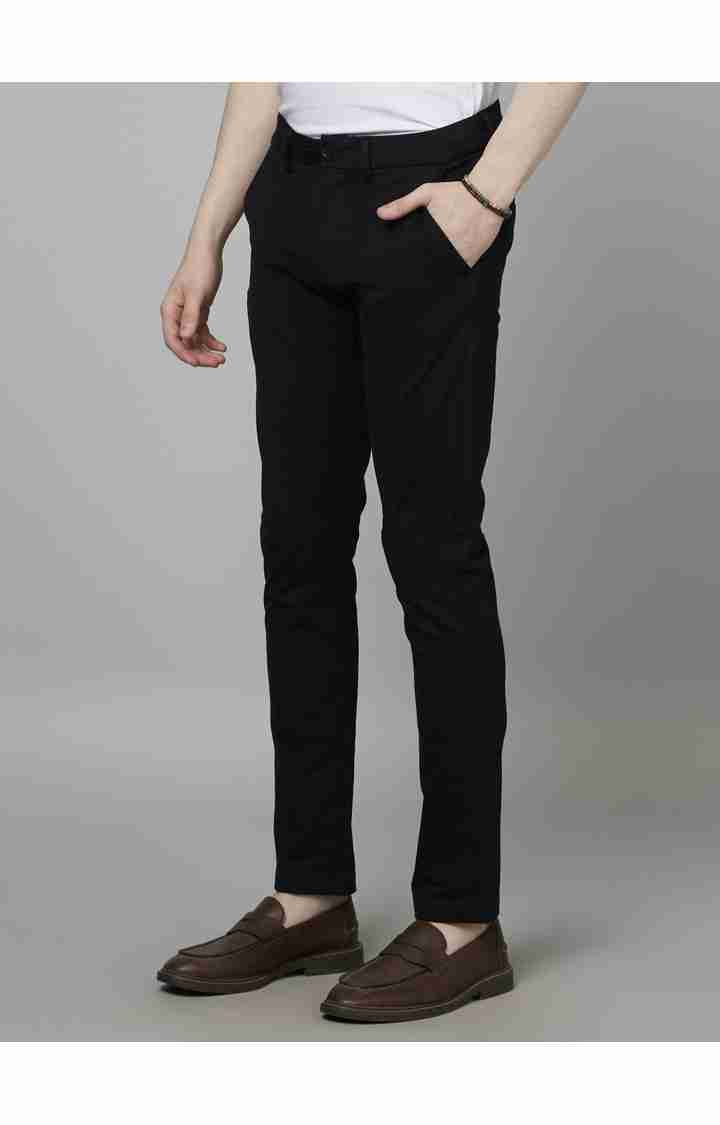 Celio* Workwear Cotton-Blend Slim Fit Black Trouser