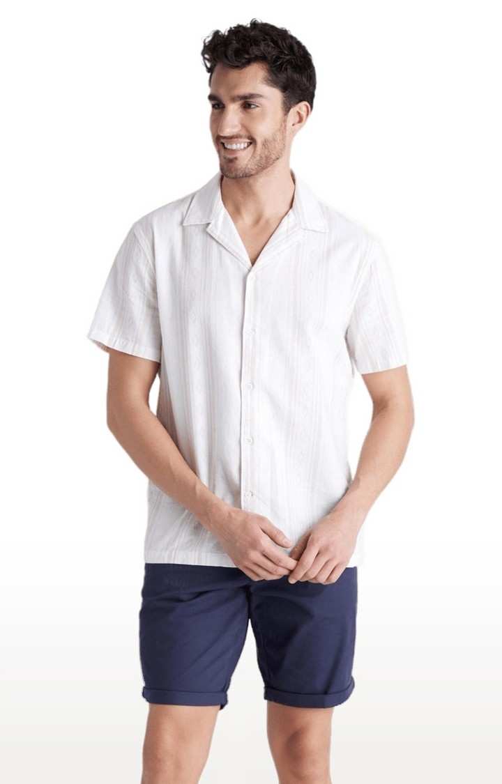 Celio* Cotton-Blend Regular Fit Navy Blue Shorts